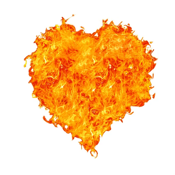 Corazón de llama en blanco —  Fotos de Stock