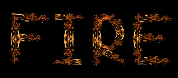 Stock image Fire word isolated on black