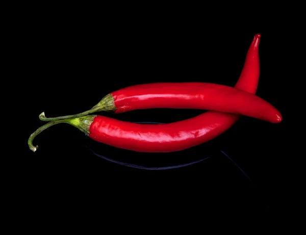 Two red chilli papers on black — Stock Photo, Image