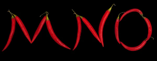Isolated three letters from chili peppers — Stock Photo, Image