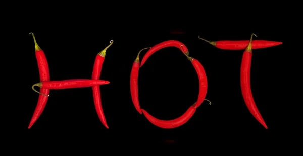 stock image Chili peppers hot word