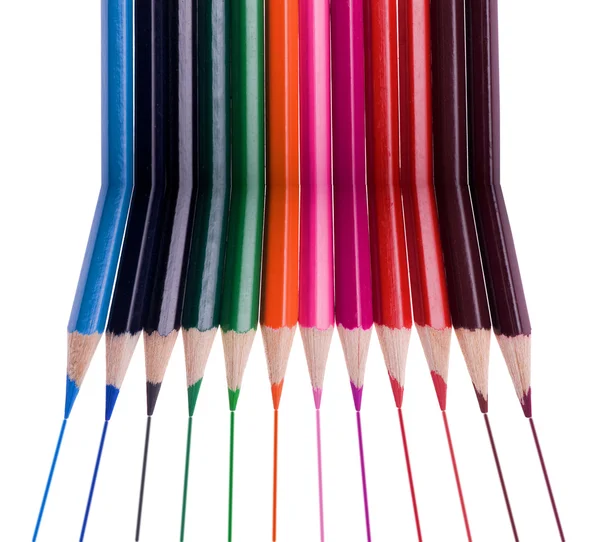 Doce lápices de color aislados — Foto de Stock