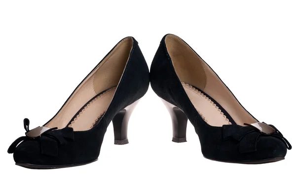 Dwa czarne buty kobieta na białym tle — Zdjęcie stockowe