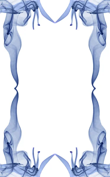 Blue color smoke frame on white — Stock Photo, Image