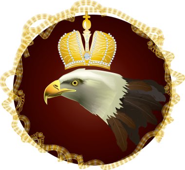 eagle with crown in gold frame clipart