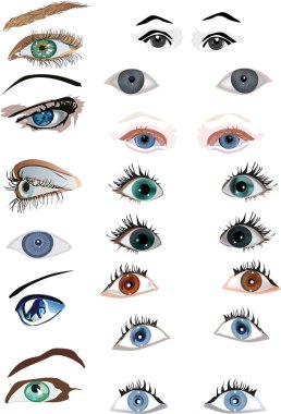 set of eyes isolated on white background clipart