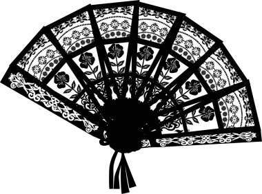 decorated black fan isolated on white clipart