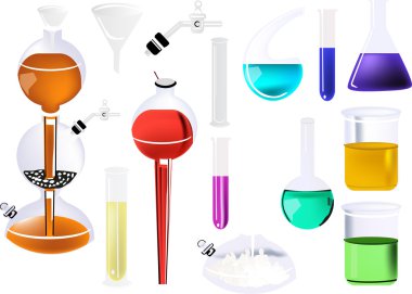 set of isolated chemical glass clipart