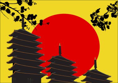 Pagoda adlı kırmızı günbatımı
