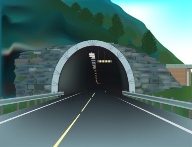 tunnel in mountain illustration clipart