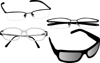 four isolated on white glasses clipart