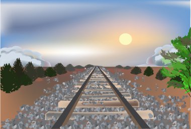 landscape with railroad bed clipart