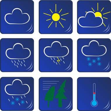 beyaz mavi weather simge kümesi