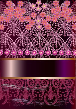 pink floral design with circles clipart