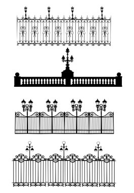 collection of isolated on white fences clipart