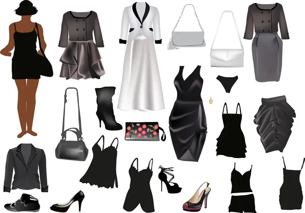 灰色和黑色的女人衣服 — 图库矢量图片