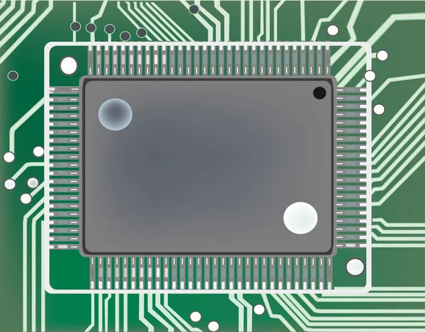 Computer chip op groen bord — Stockvector