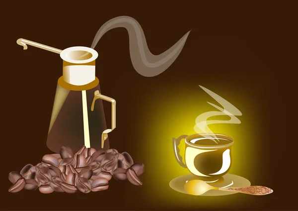 Coffee on dark background illustration — Stock Vector
