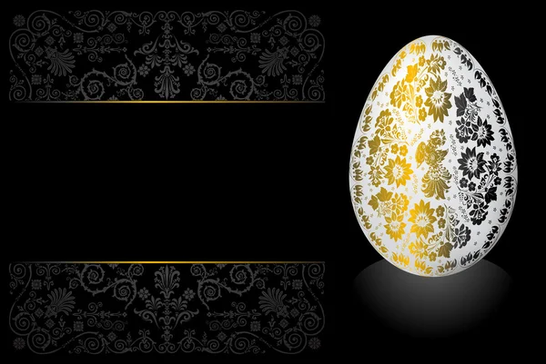 Uovo di Pasqua dipinto su nero — Vettoriale Stock