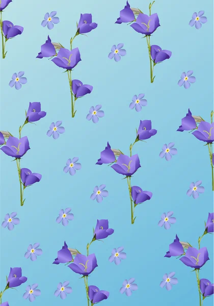 青いカンパニュラメジウム切り花の受粉花の背景 — ストックベクタ