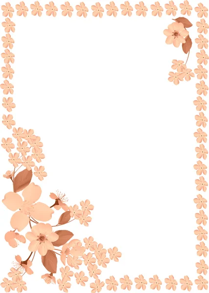 Beige Lentebloemen frame illustratie — Stockvector