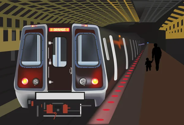 Train in tunnel illustration — Stock Vector