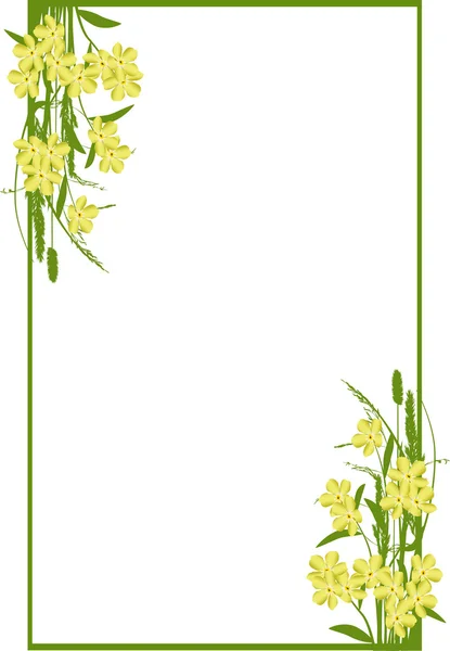 Moldura de flores amarelo isolado primavera — Vetor de Stock