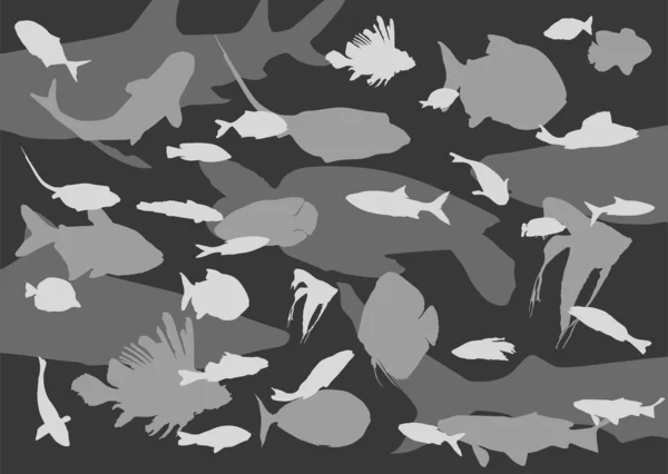 灰色の魚海 — ストックベクタ