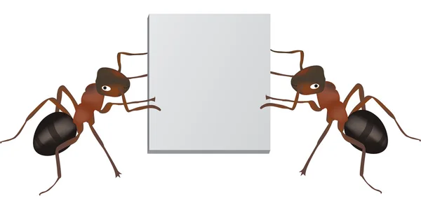 2 개미와 광고 판 그림 — 스톡 벡터