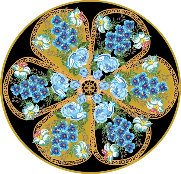 Décoration cercle fleur bleue — Image vectorielle