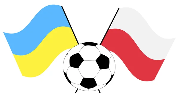 ウクライナとポーランド フラグとサッカー ボール — ストックベクタ