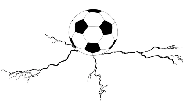 Μπάλα ποδοσφαίρου στο διασπασμένο εικονογράφηση — Διανυσματικό Αρχείο