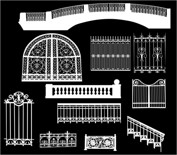 Izole çit koleksiyonu — Stok Vektör