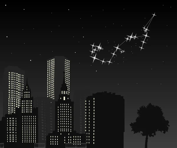 Srats lumineux au-dessus de la ville — Image vectorielle