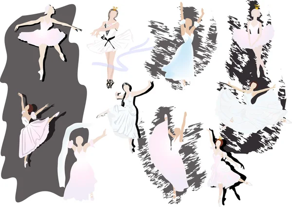 Десять світло-рожевих балетних джинсів — стоковий вектор