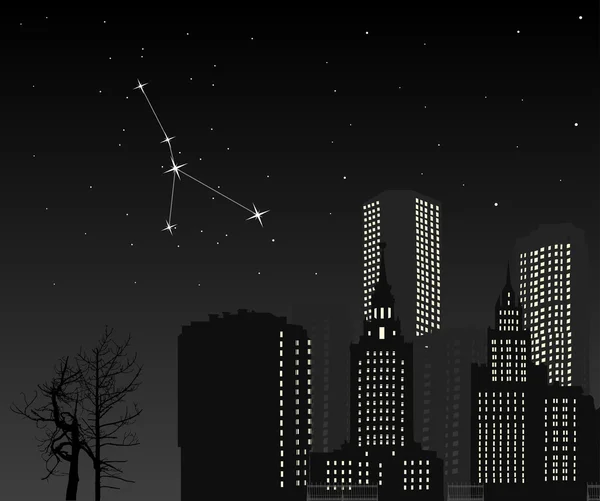 Rat brillant au-dessus de la ville — Image vectorielle