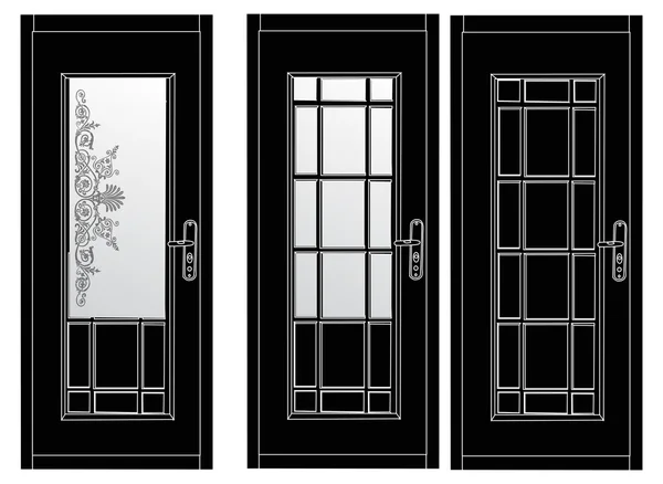 stock vector three black doors on white