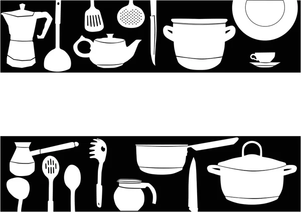 Фон с белой посудой на чёрном — стоковый вектор
