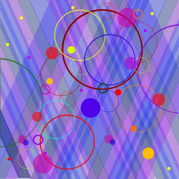 Färg cirklar på randig bakgrund — Stock vektor