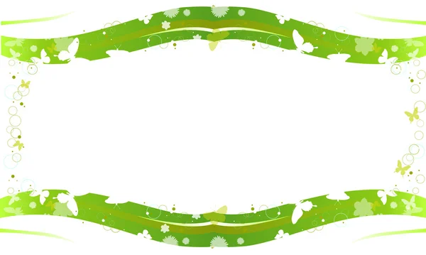 春天绿色框架与蝴蝶 — 图库矢量图片