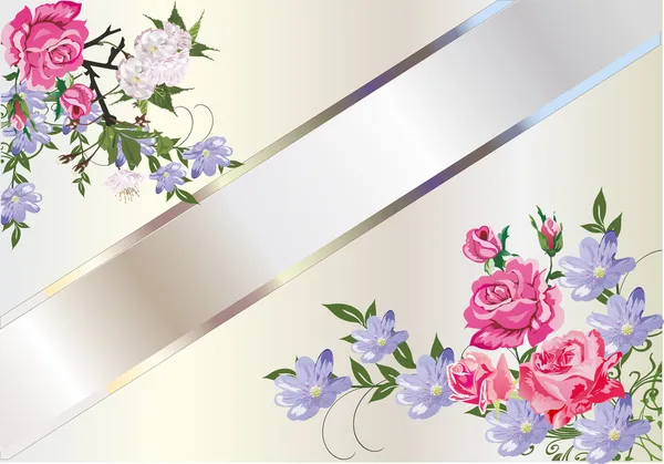 Deux coins de fleurs sur gris — Image vectorielle