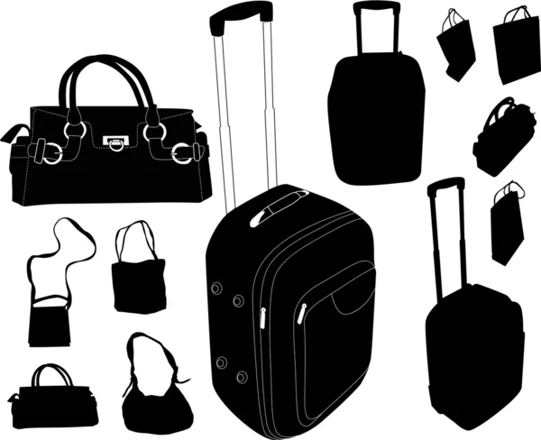 手袋、 行李箱集合 — 图库矢量图片