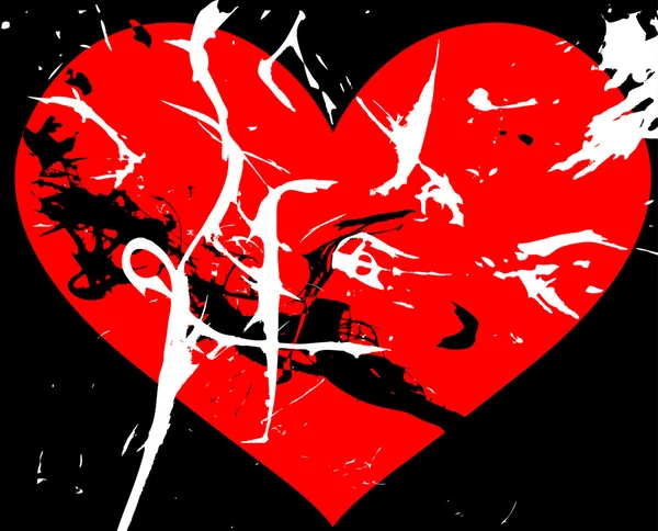 Červené srdce na černém pozadí — Stockový vektor