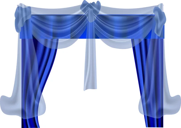 Blå gardiner isolerad på vit — Stock vektor
