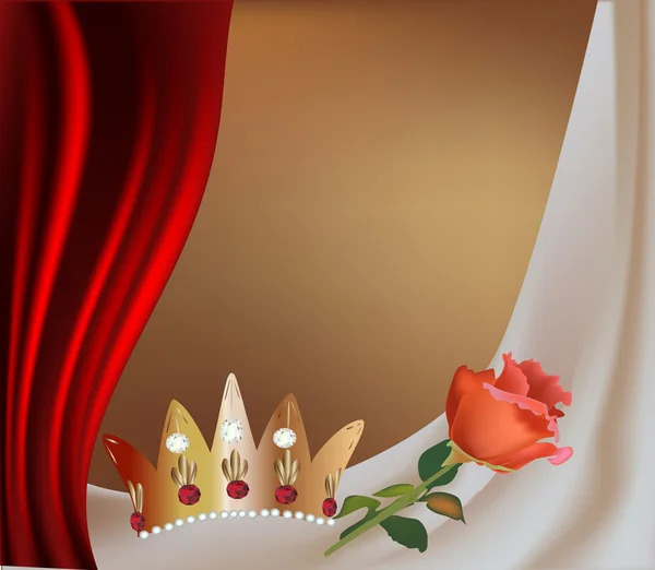 冠和橙色玫瑰花卉 — 图库矢量图片
