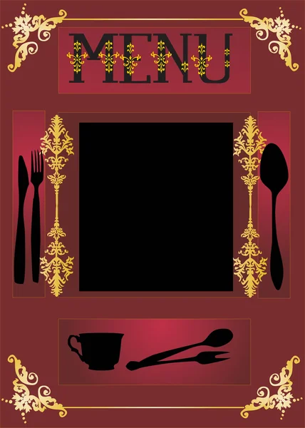 stock vector gold and black decorated menu on red