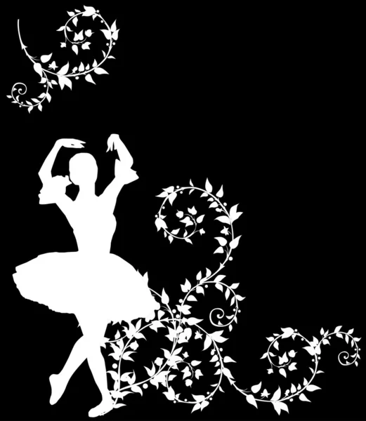 Bailarina de ballet en rizos de plantas blancas — Vector de stock