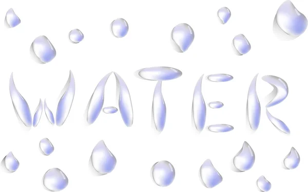 Water woord van druppels illustratie — Stockvector