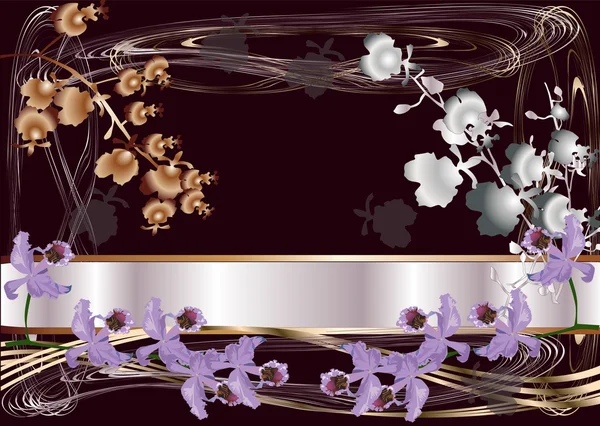 Lila orkide çiçekleri ile kompozisyon — Stok Vektör