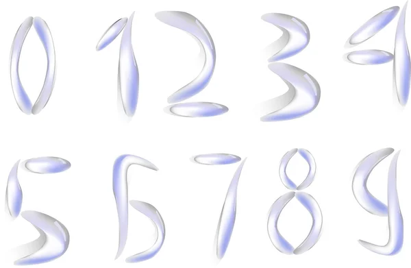 Water Arabic numerals isolated on white — Stock Vector